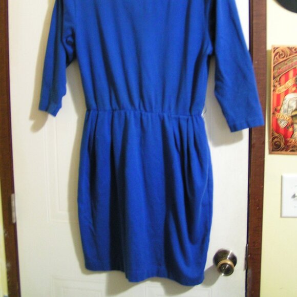 ROYAL BLUE 80'S COTTON/LYCRA DRESS M - Picture 2 of 2